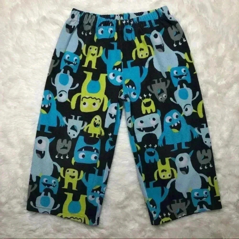 Carter’s Monster Pajama Pants Fleece Blue/Yellow/Grey Size 3T